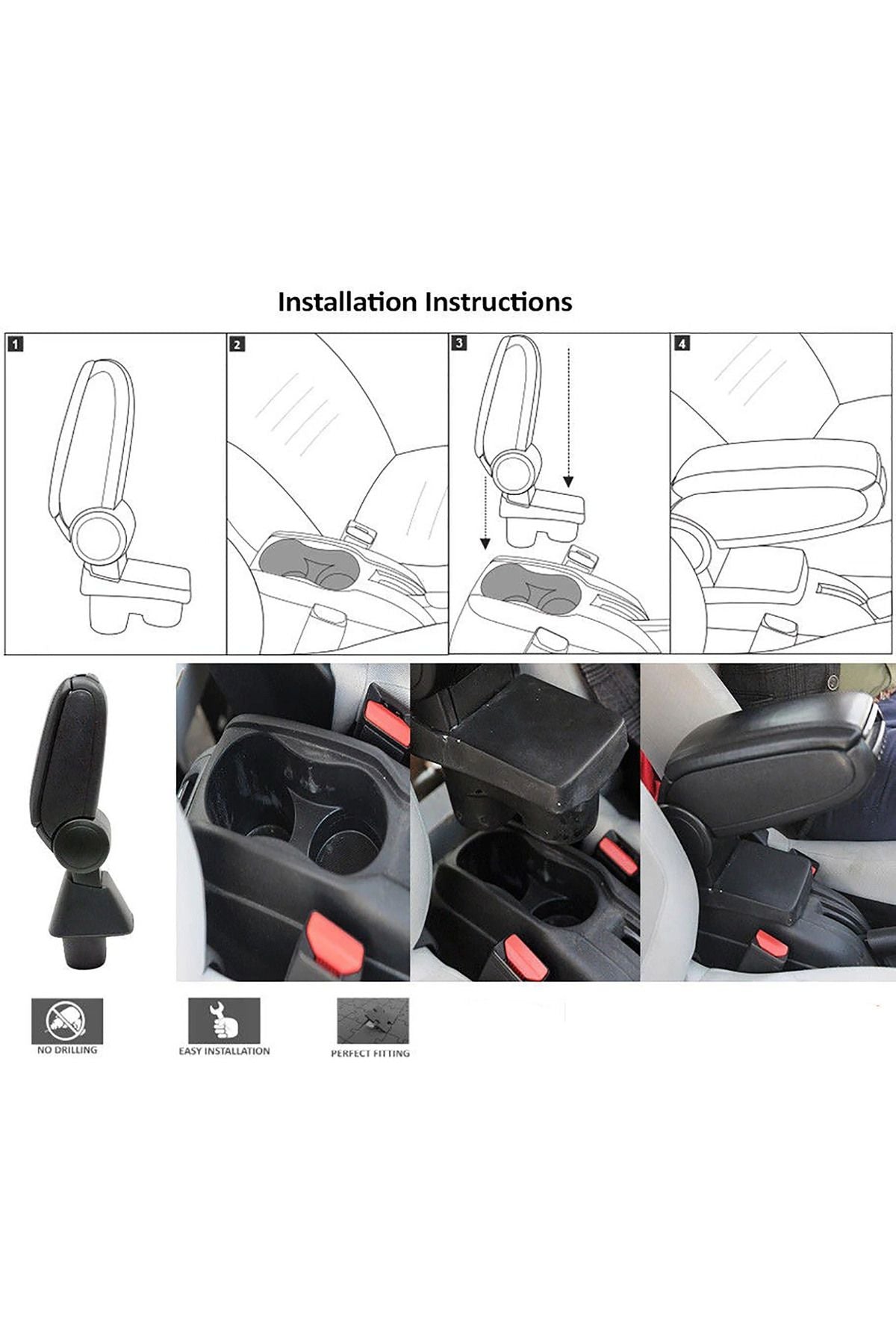 Ford CMax (2010-2019) - Kol Dayama - Siyah - (ABS + Deri)