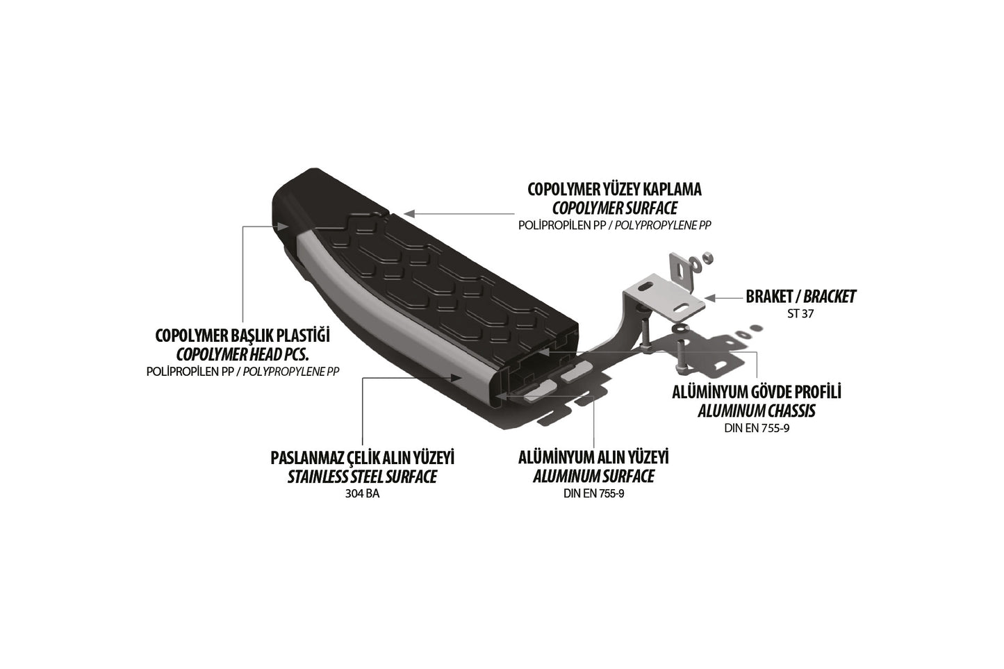 OMSA Seat Arona Blackline Yan Basamak Alüminyum 2017 ve Sonrası - 6514BLY111