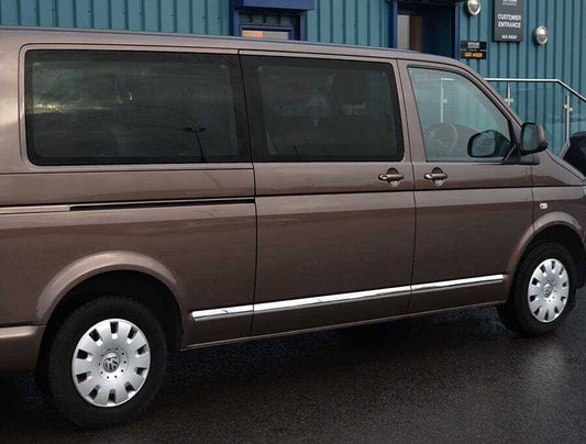 OMSA VW T5 Caravelle Krom Yan Kapı Çıtası 5 Parça Çift Sürgü Kısa Şase 2003 ve Sonrası