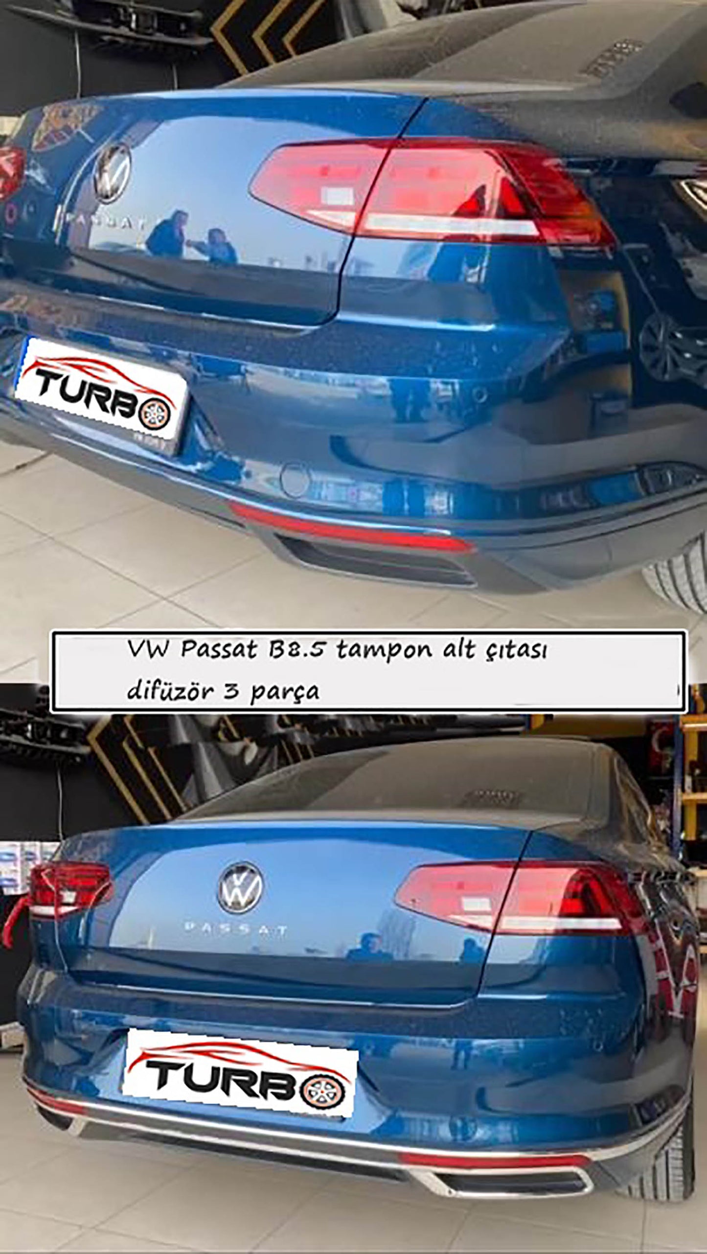 Volkswagen Passat B8,5 (2015+) - Arka Tampon Çıtası - (3 Parça P. Çelik) - (B8-B8,5-SD) - 8448616-16